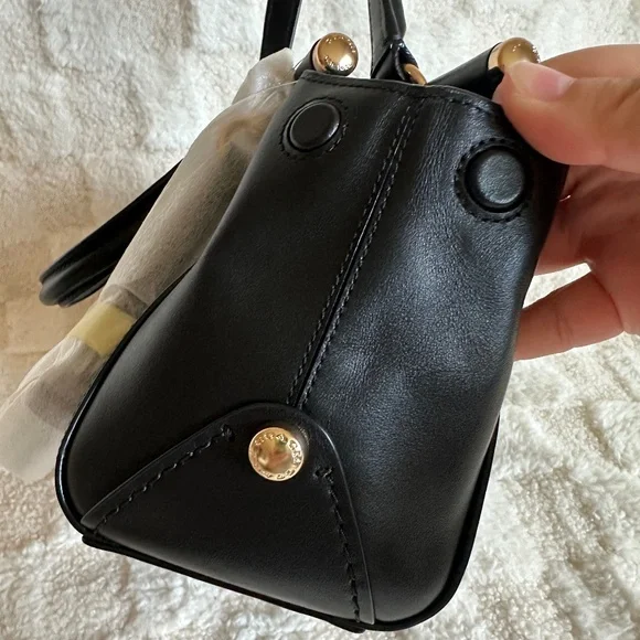 NWT! RARE! 31918 Coach x Selena Gomez Women's Bag Black Leather Grace 20 Satchel - Picture 4 of 11